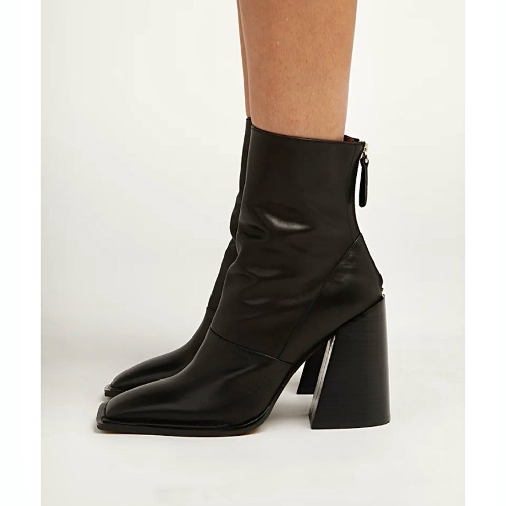 Anthropologie Alias Mae Eden Leather Ankle Boots Black Y2K 90s Retro Sz 7 7.5